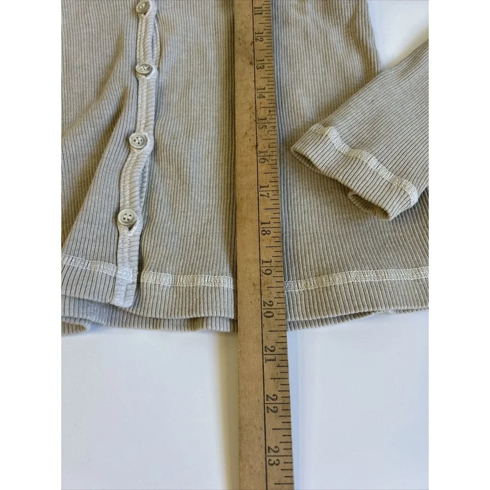 Hard Tail Womens Ribbed Cardigan Sweater Set Khaki Beige V Neck Sz Small READ - Picture 16 of 16